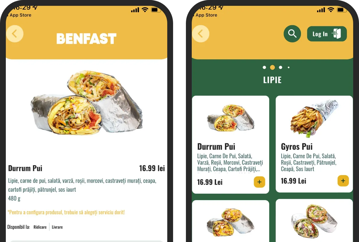 Aplicația mobilă Benfast realizată cu TapTasty