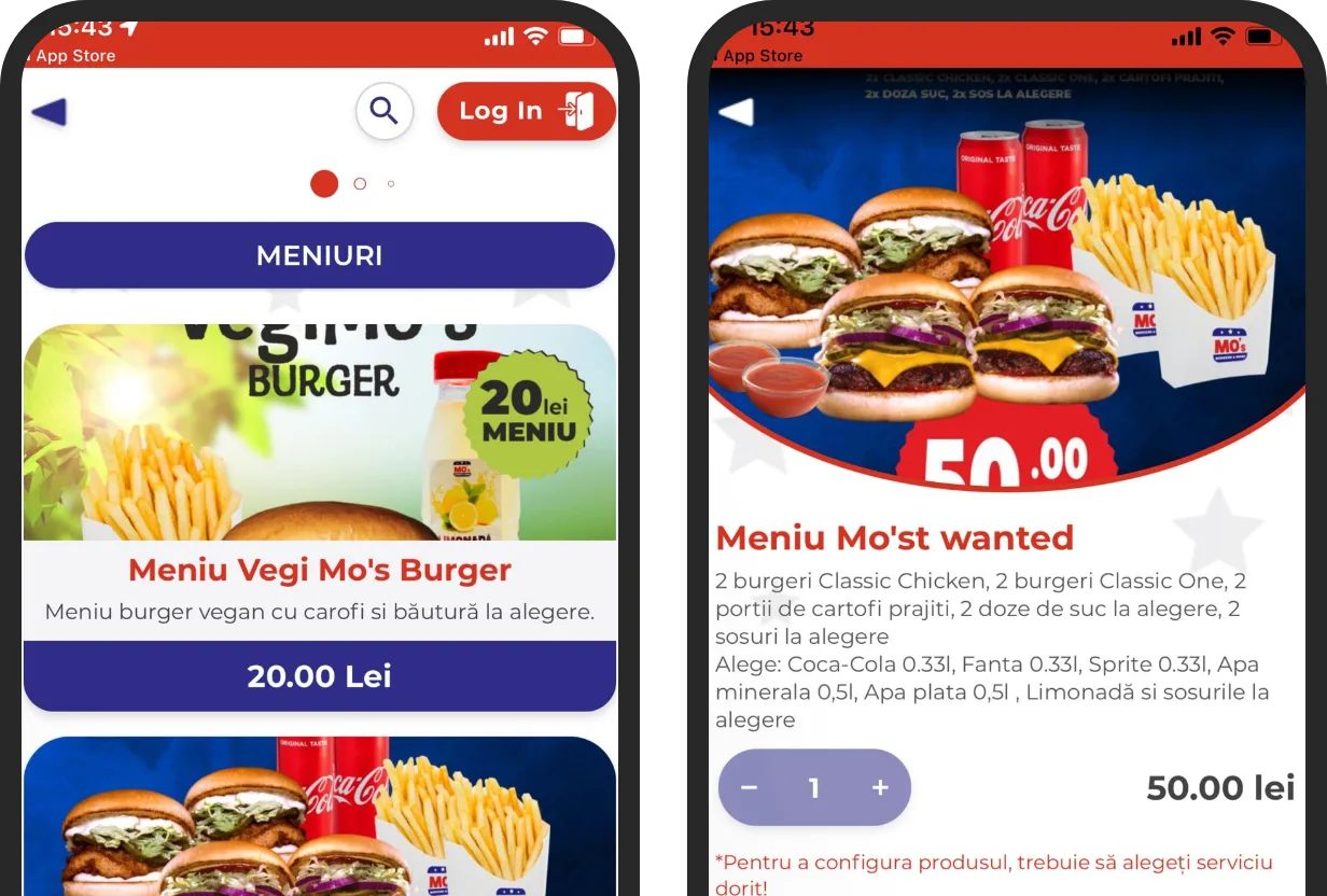 Aplicația mobilă Mo's realizată cu TapTasty