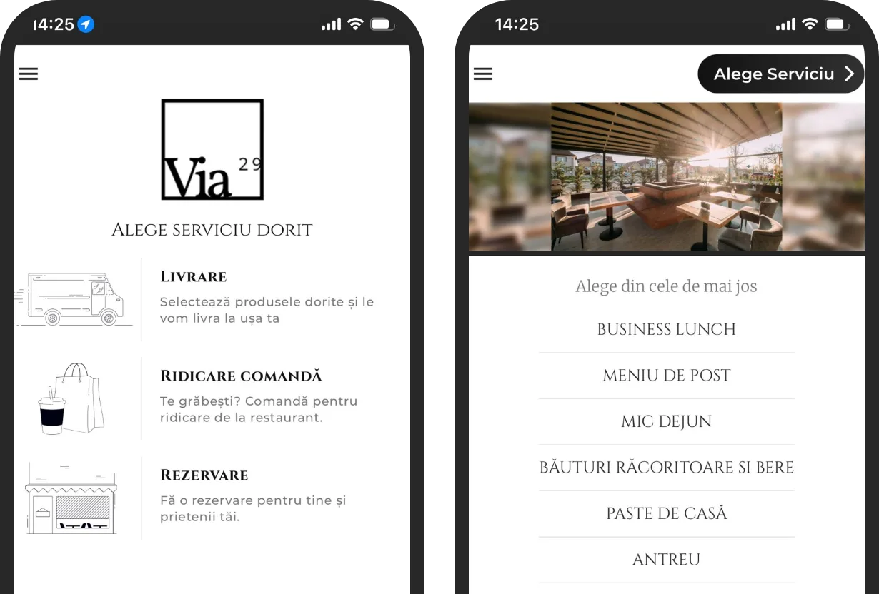 Aplicația mobilă Via29 realizată cu TapTasty
