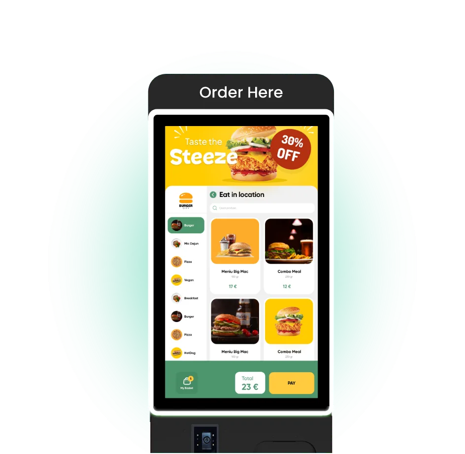 Kiosk self-ordering pentru restaurante